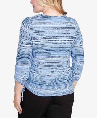 Petite Spliced Textured Stripe Knit Top