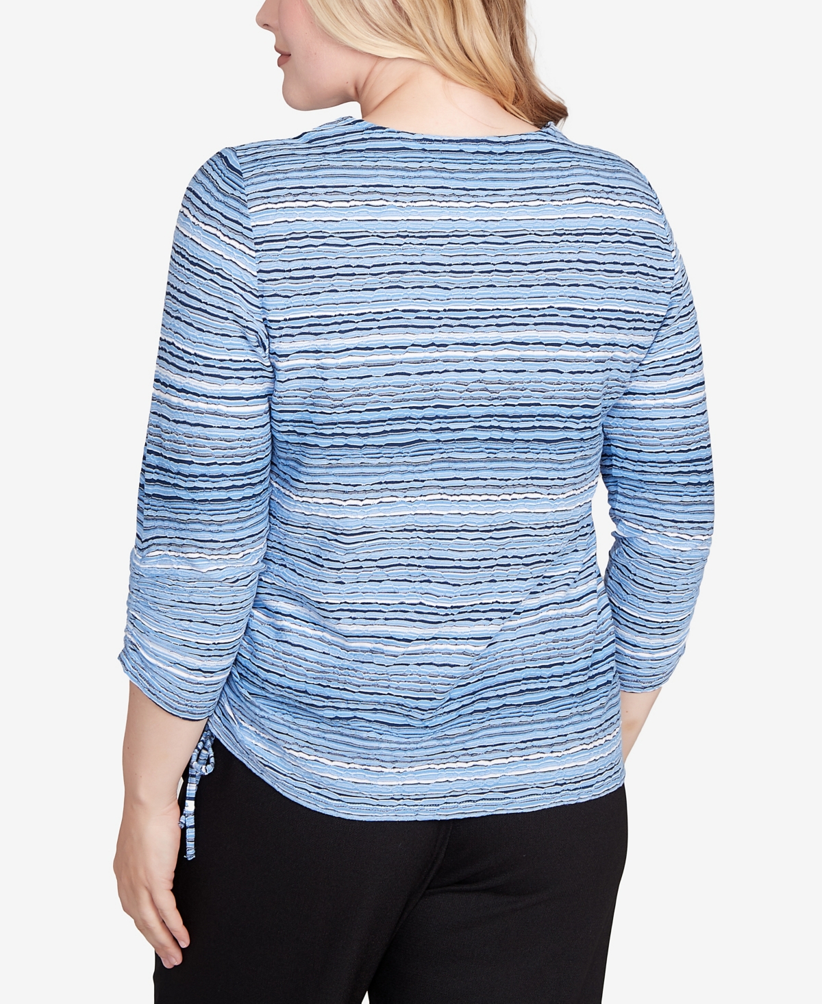 Alfred Dunner Petite Spliced Textured Stripe Knit Top