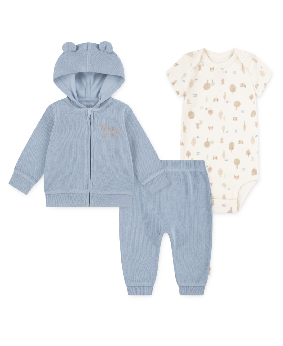 Huggies Baby Boy Short Sleeve Bodysuit, Hoodie and Pant, 3-Piece Set