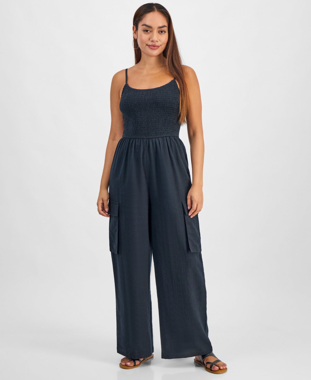 And Now This Petite Repeat Cargo-Pocket Jumpsuit, Exclusively at Macy's
