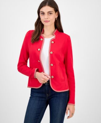 Tommy Hilfiger - Women's Metallic-Trim Band-Collar Jacket