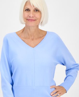 Petite V-Neck Dolman-Sleeve Sweater, Macy's Exclusive