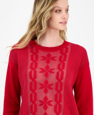 Women's Cotton Snowflake-Motif Sweater