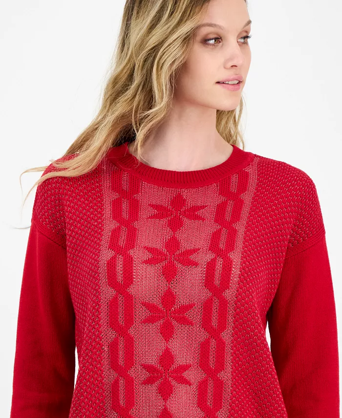 Nautica Women's Cotton Snowflake-Motif Sweater - thumbnail 3