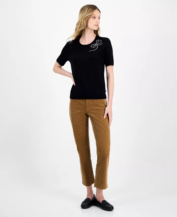 Nautica Women's Rhinestone-Bow Short-Sleeve Sweater - thumbnail 4