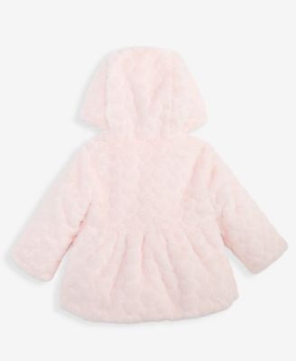 Baby Girls Hooded Embossed-Heart Faux-Fur Jacket, Macy's Exclusive