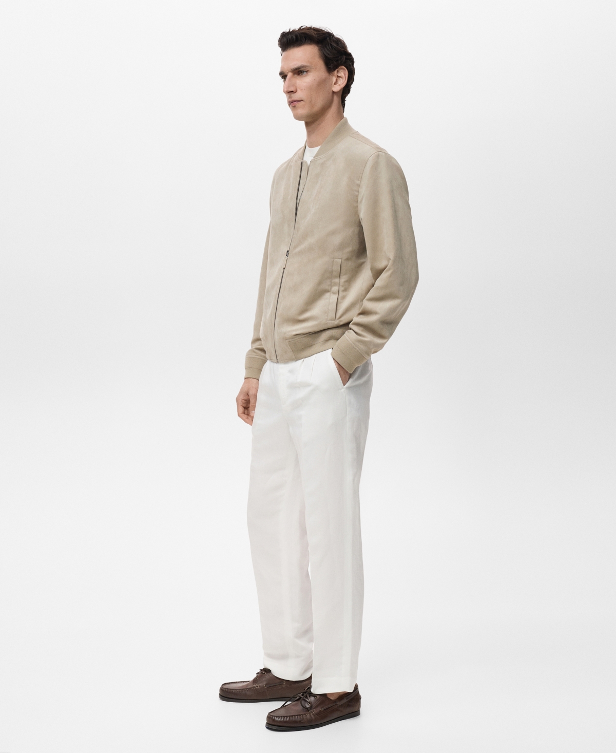 Mango Men's Suede-effect Bomber Jacket In Gray