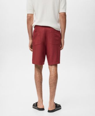 Men's Elastic Waist Linen 9" Bermuda Shorts