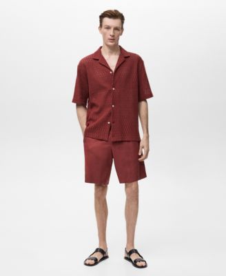 Men's Openwork Detail Cotton Shirt