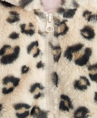 Baby Girls Leopard-Print Faux-Fur Hooded Jacket, Macy's Exclusive
