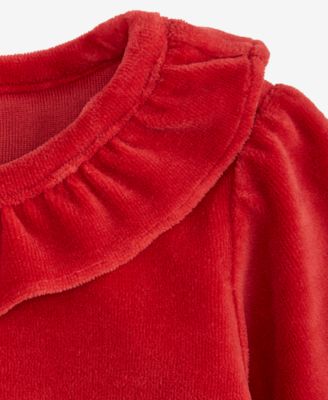 Baby Girls Mix and Match Long-Sleeve Ruffle-Neck Velour Top, Macy's Exclusive