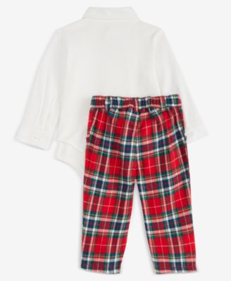 Baby Boys 3-Pc. North Pole Bowtie, Bodysuit & Plaid Pants Set, Macy's Exclusive