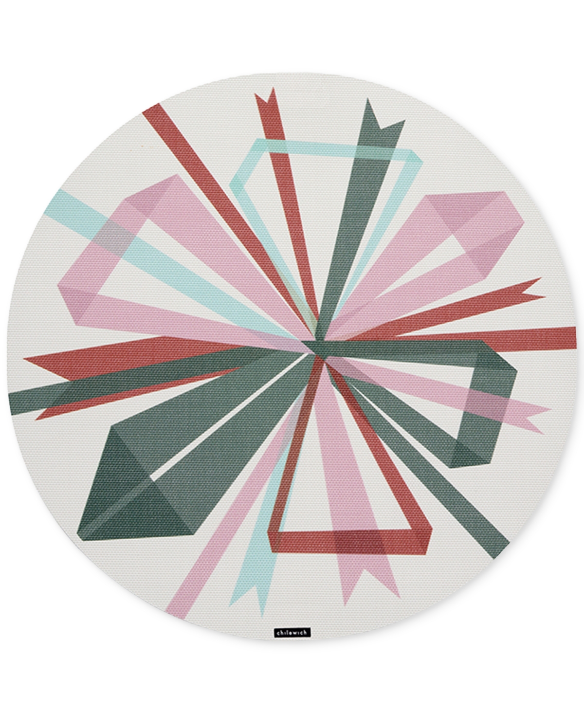 Chilewich Bow-print 15" Round Placemat In Green