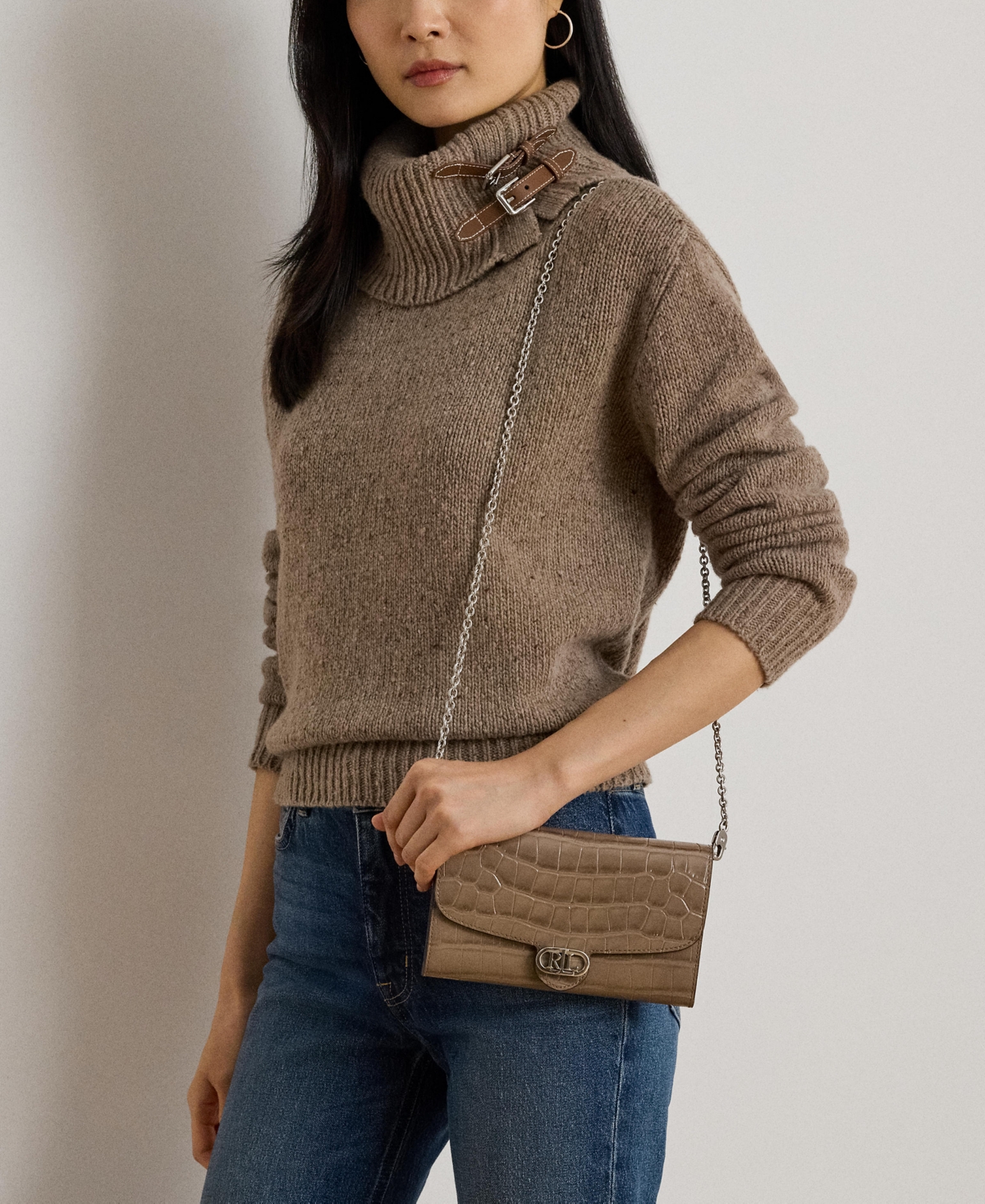 Ralph Lauren Adair Croc-embossed Leather Small Crossbody In Multi