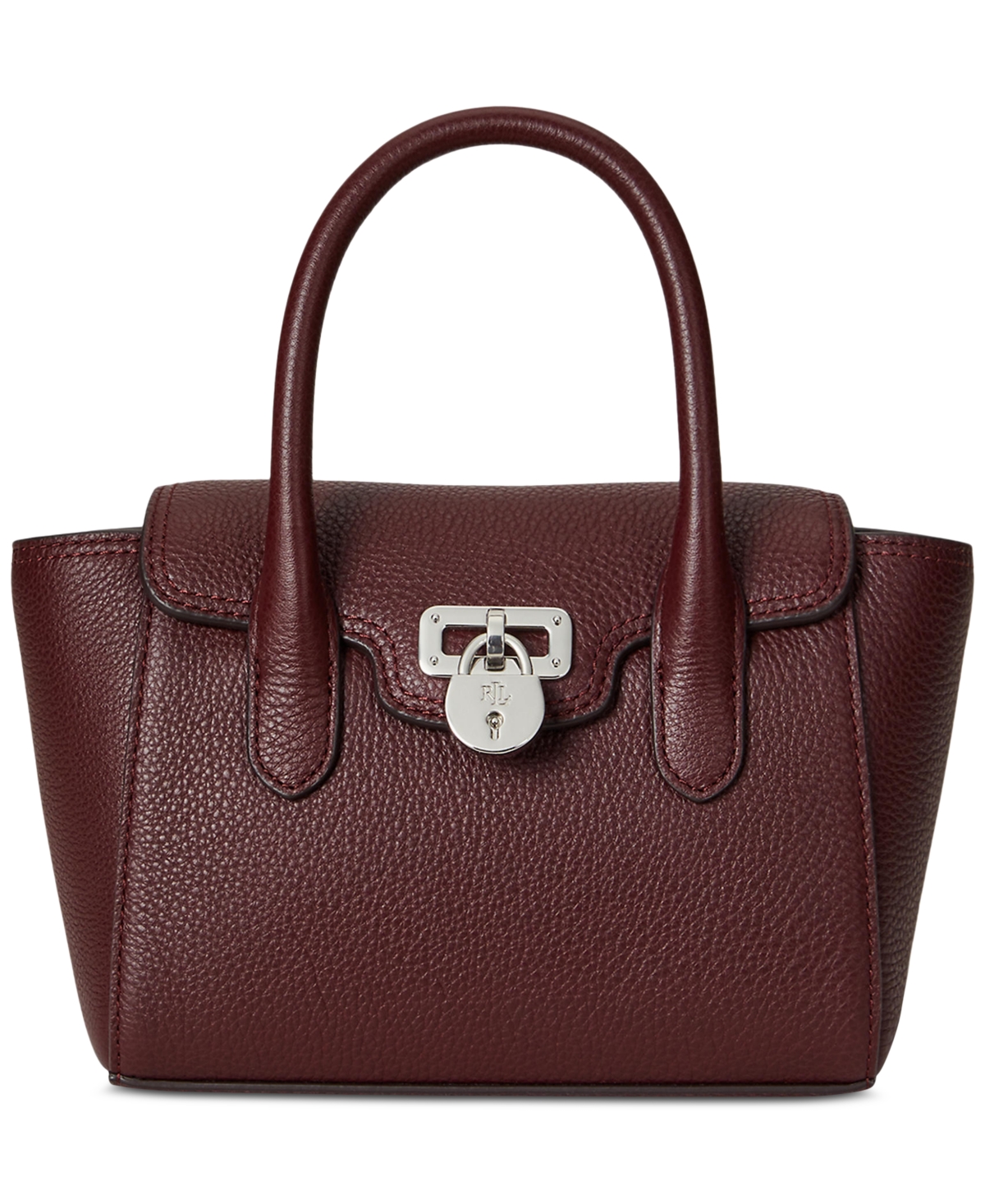 Ralph Lauren Pebbled Leather Small Tanner Satchel In Brown