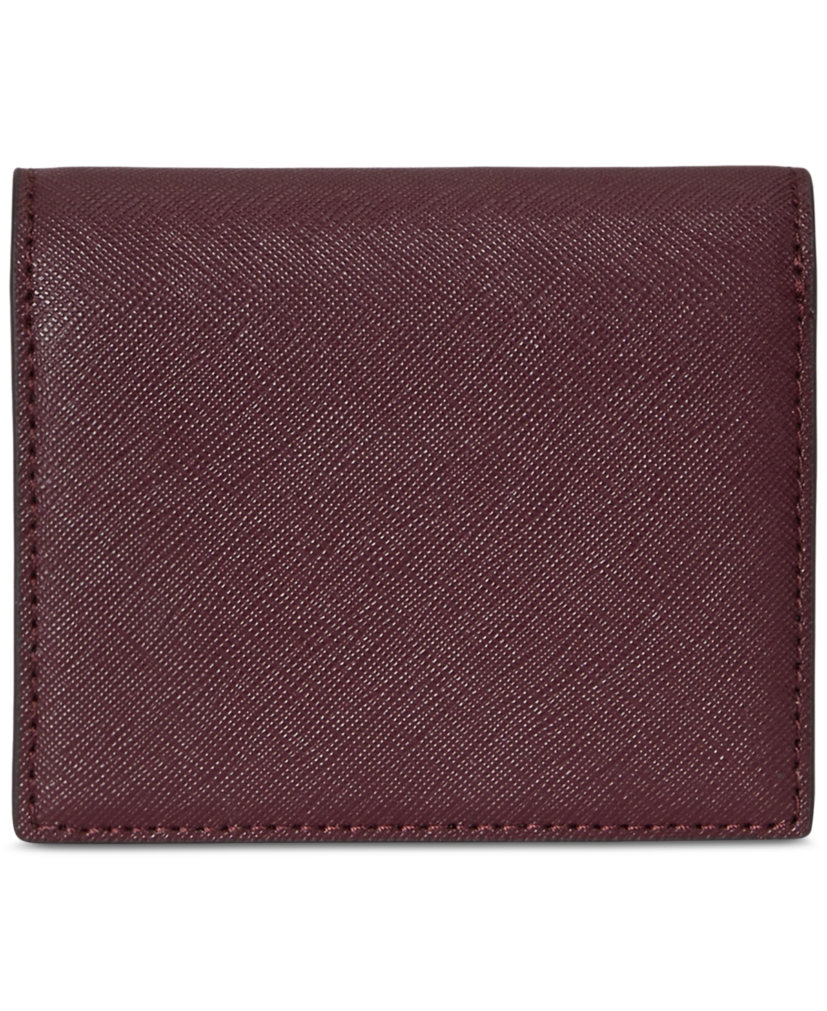 Ralph Lauren Crosshatch Leather Compact Wallet In Burgundy