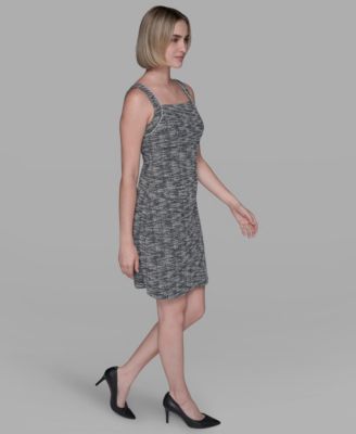 Women's Metallic Knit Tweed Sheath Mini Dress