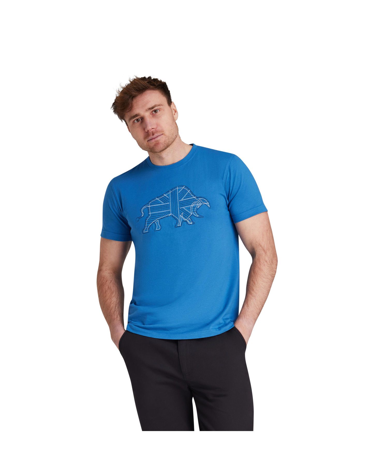 Men's Stitch Embroidery Bull T-Shirt