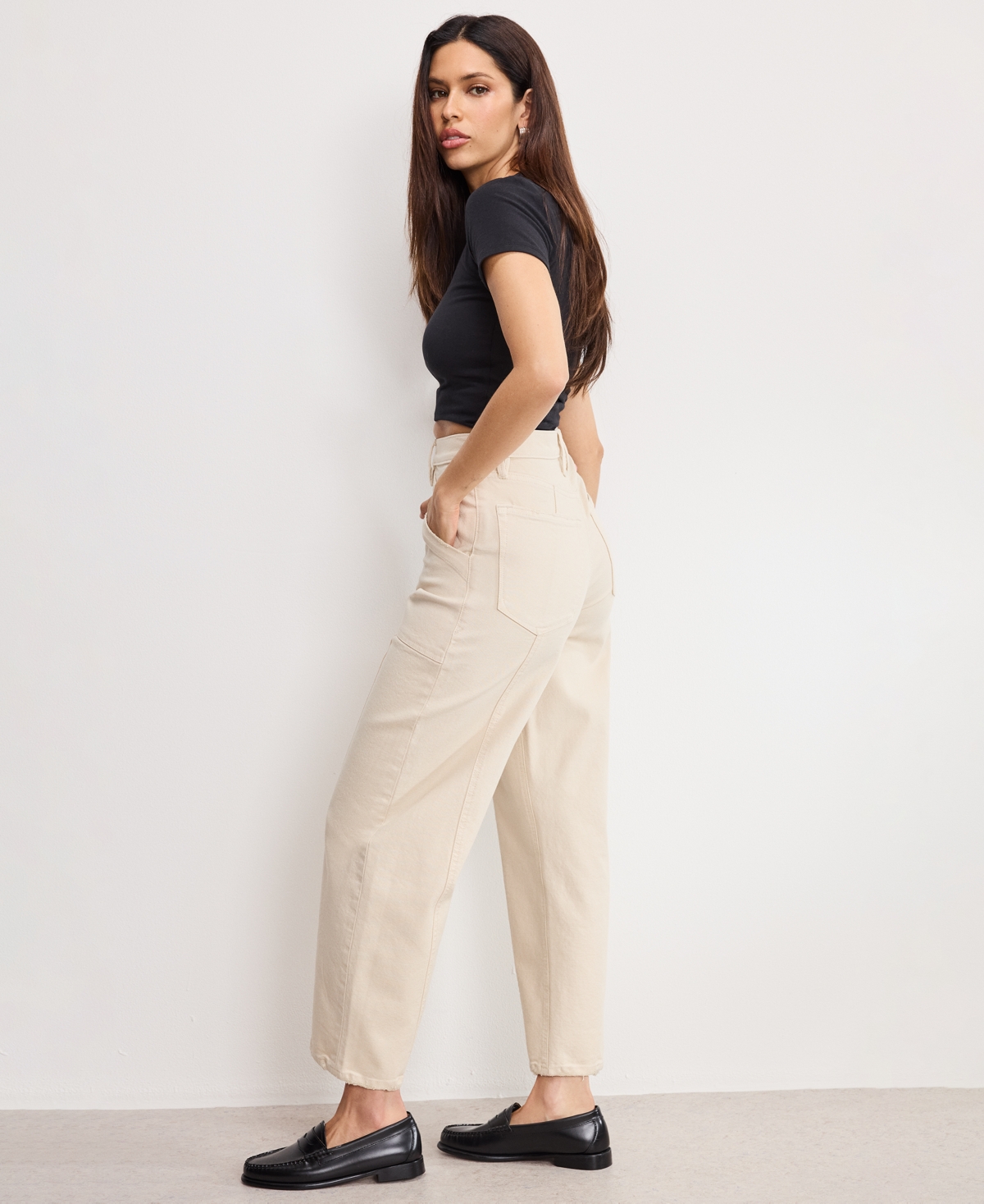 Good American Women's Canvas Cropped Barrel Pants
