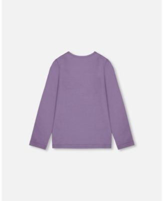 Baby Girl Cotton Jersey Top Purple Gray with Owl - Baby