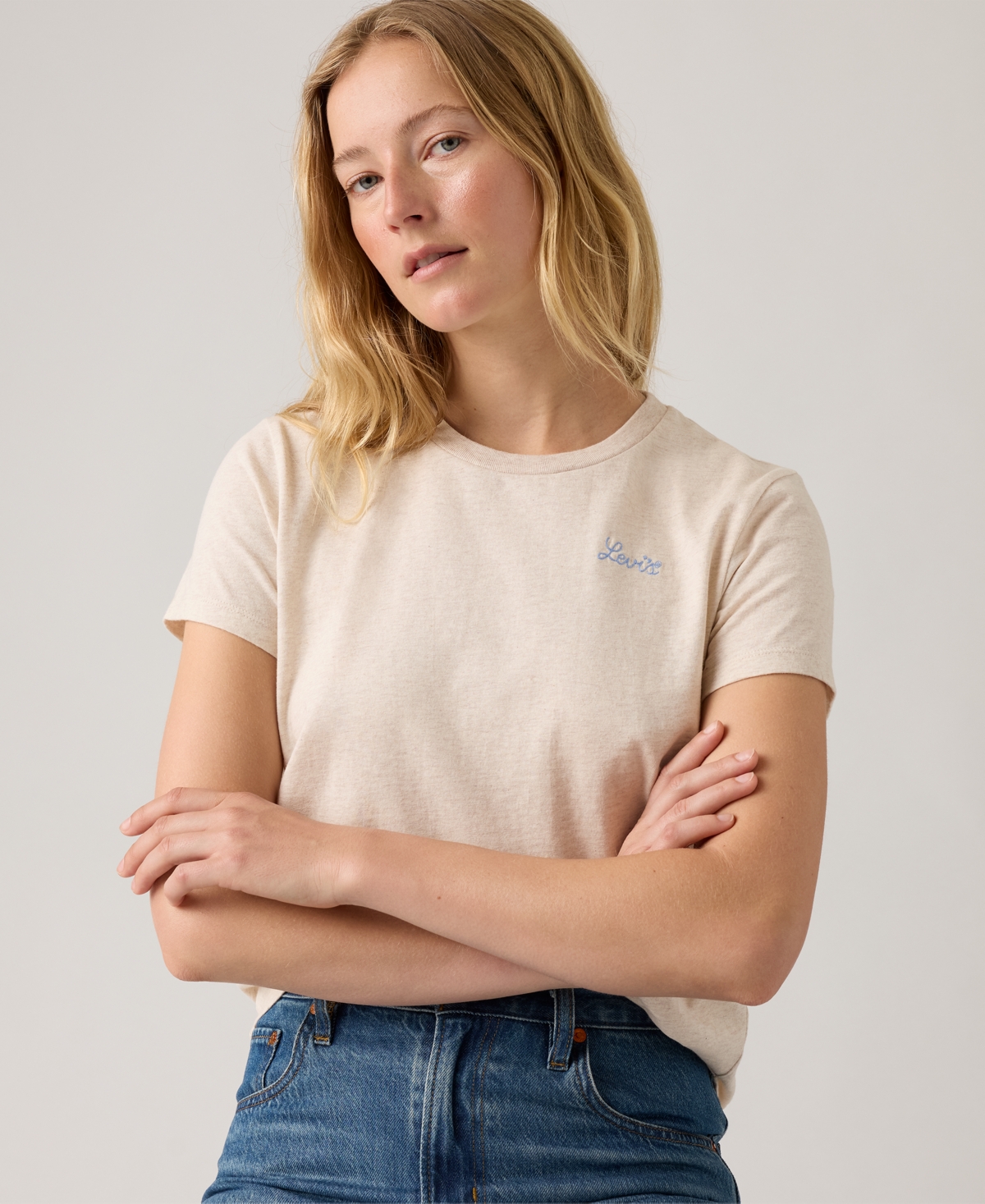 Levi's Women's Perfect Graphic Logo Cotton T-shirt In Gray