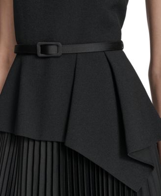 Women's Sleeveless Crewneck Peplum Midi Dress