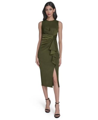 Vince Camuto - Women's Satin Tuck-Waist Midi Dress