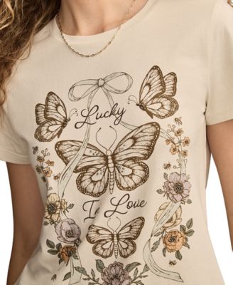Women's Lucky In Love Butterfly Classic Crewneck T-Shirt