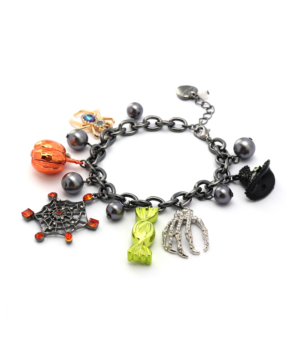 Betsey Johnson Faux Stone Spooky Halloween Charm Bracelet In Multi