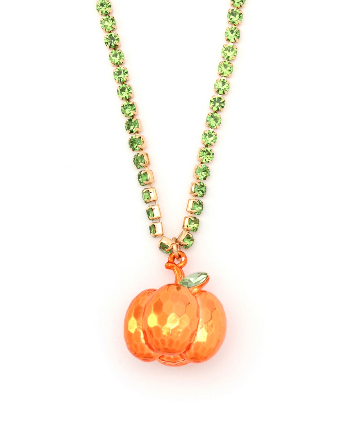 Betsey Johnson Faux Stone Pumpkin Pendant Tennis Necklace