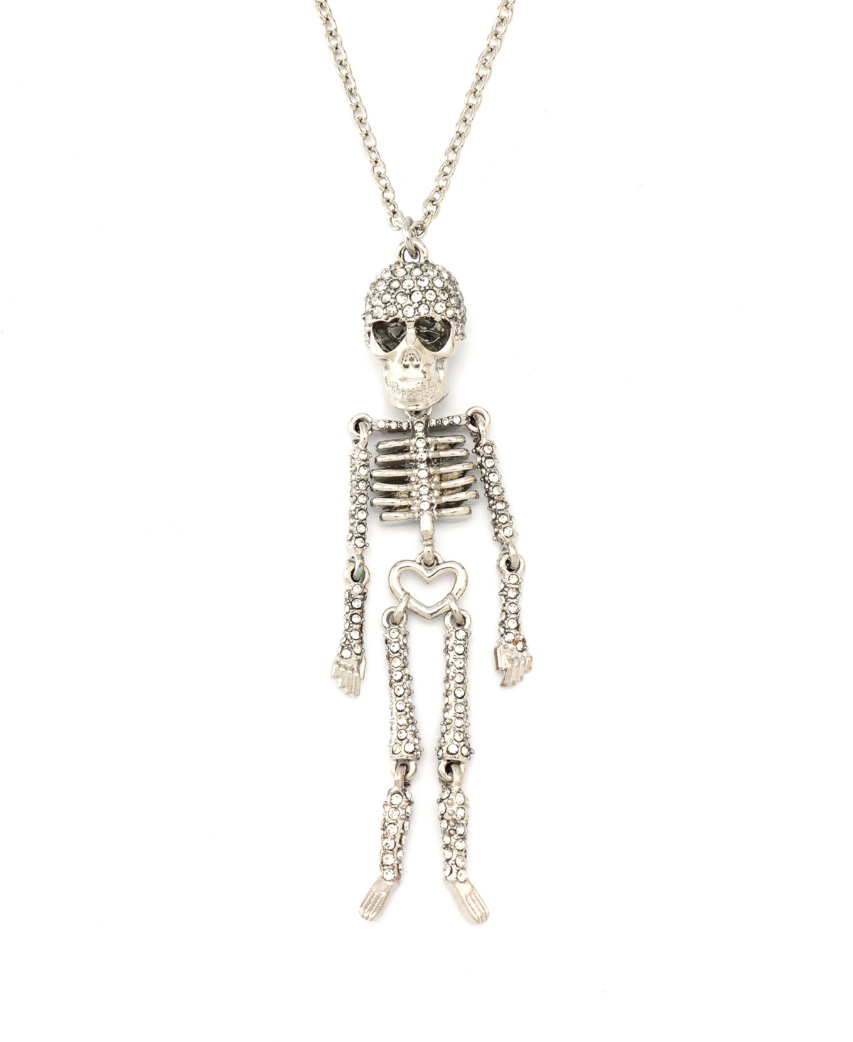 Betsey Johnson Faux Stone Pave Skeleton Pendant Long Necklace In Multi