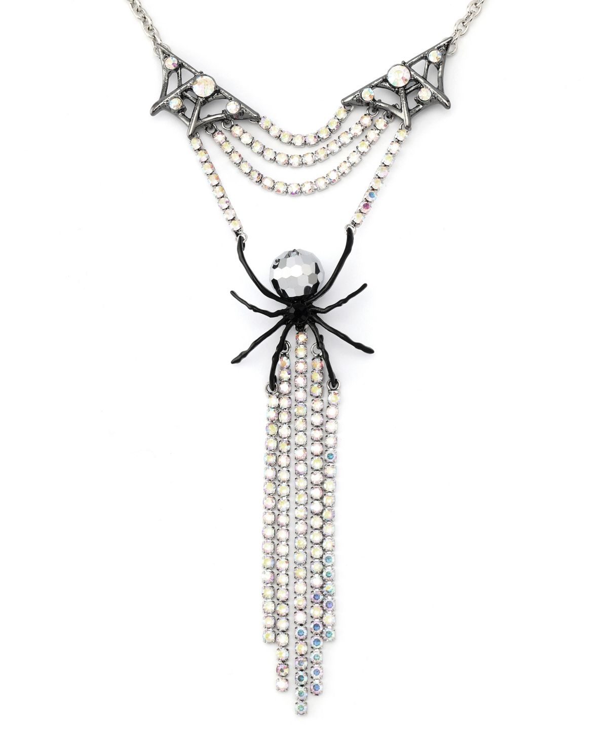 Betsey Johnson Faux Stone Disco Spider Fringe Y-necklace In Multi