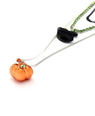 Faux Stone Witch Pumpkin Charm Layered Necklace