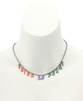 Faux Stone Halloween Trick or Treat Bib Necklace