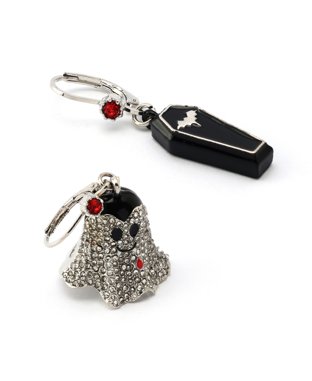 Betsey Johnson Faux Stone Halloween Vampire Coffin Mismatch Earrings In Multi