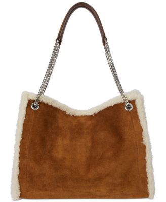 Shearling-Trim Suede Large Bradley Tote Bag