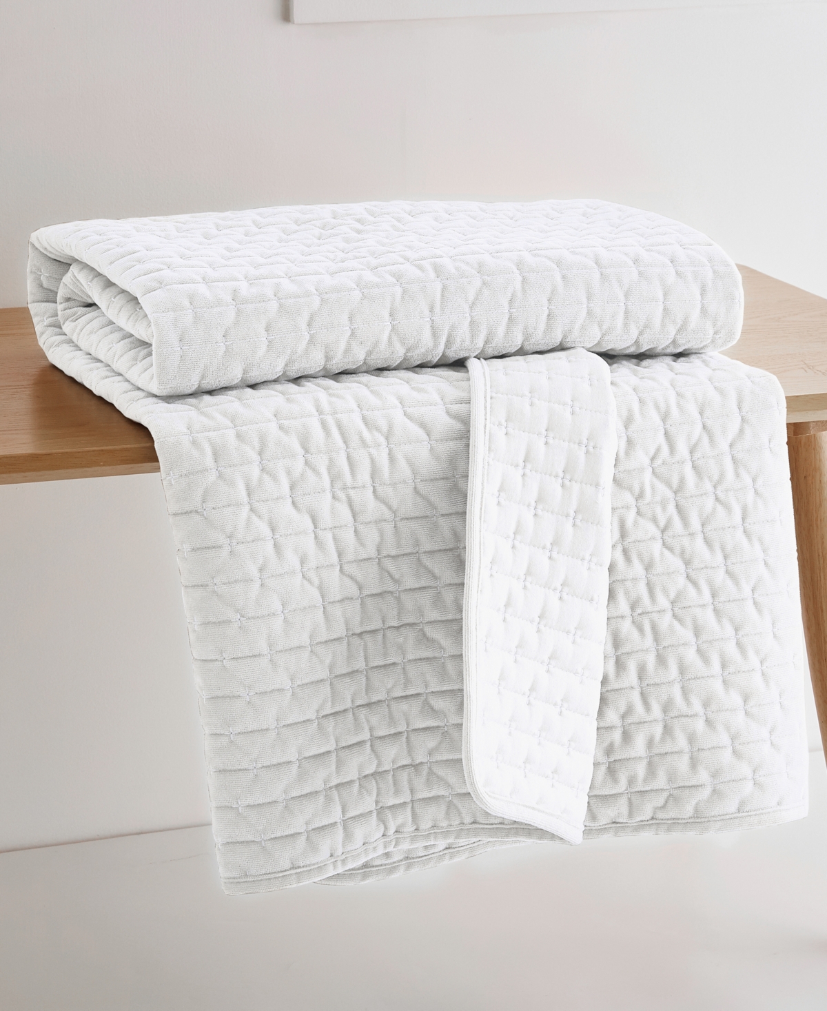 Levtex Velvet Stitch Reversible Quilted Throw, 50" X 60" In White