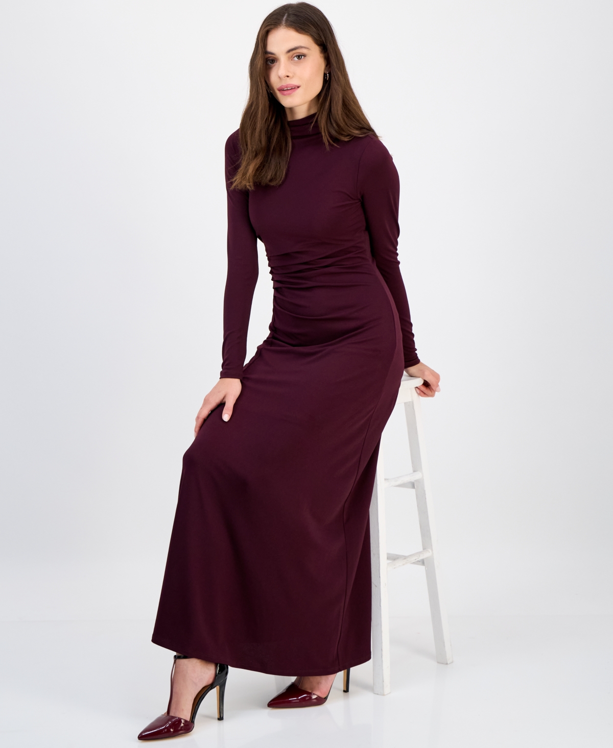 Rachel Rachel Roy Women's Ramy Long-sleeve Pull-on Maxi Dress In Burgundy
