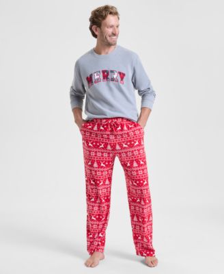 Holiday Lane - Men's Deer Fair Isle Fleece Pajama Pants