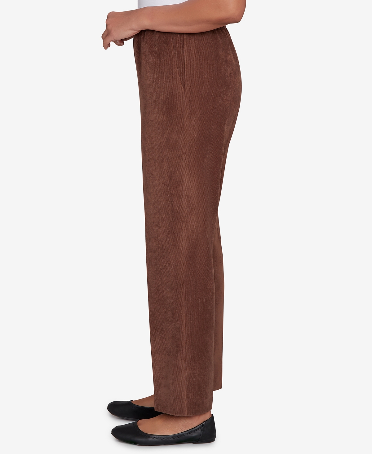 Alfred Dunner Petite Corduroy Medium Length Pants In Brown