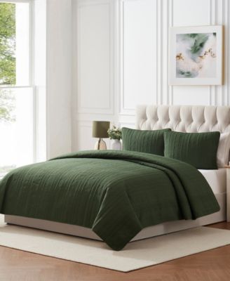 Cable-Knit Pinsonic Microfiber 3-Pc. Quilt Set, Full/Queen