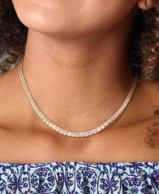 Lab Grown White Sapphire Tennis Necklace  (33 ct. t.w.) in Sterling Silver, 18" (Also Available in 18k Gold Plated over Sterling Silver)