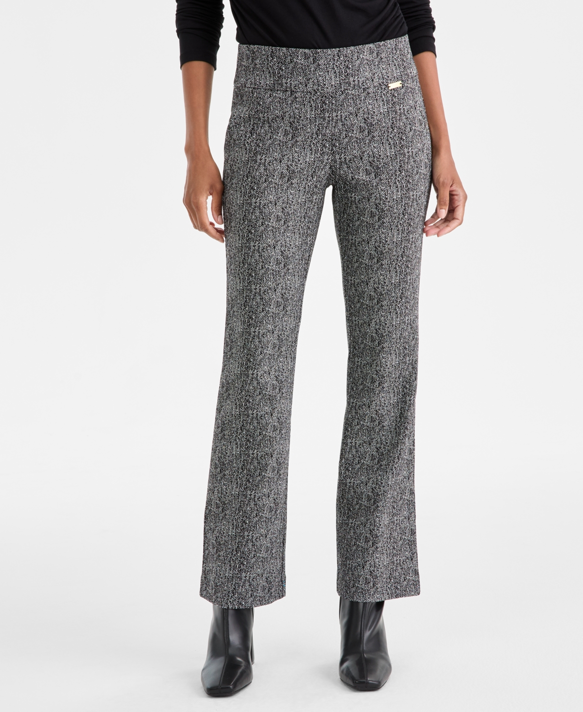 Inc International Concepts Herringbone Bootcut Pants, Petite & Petite Short, Macy's Exclusive In Gray