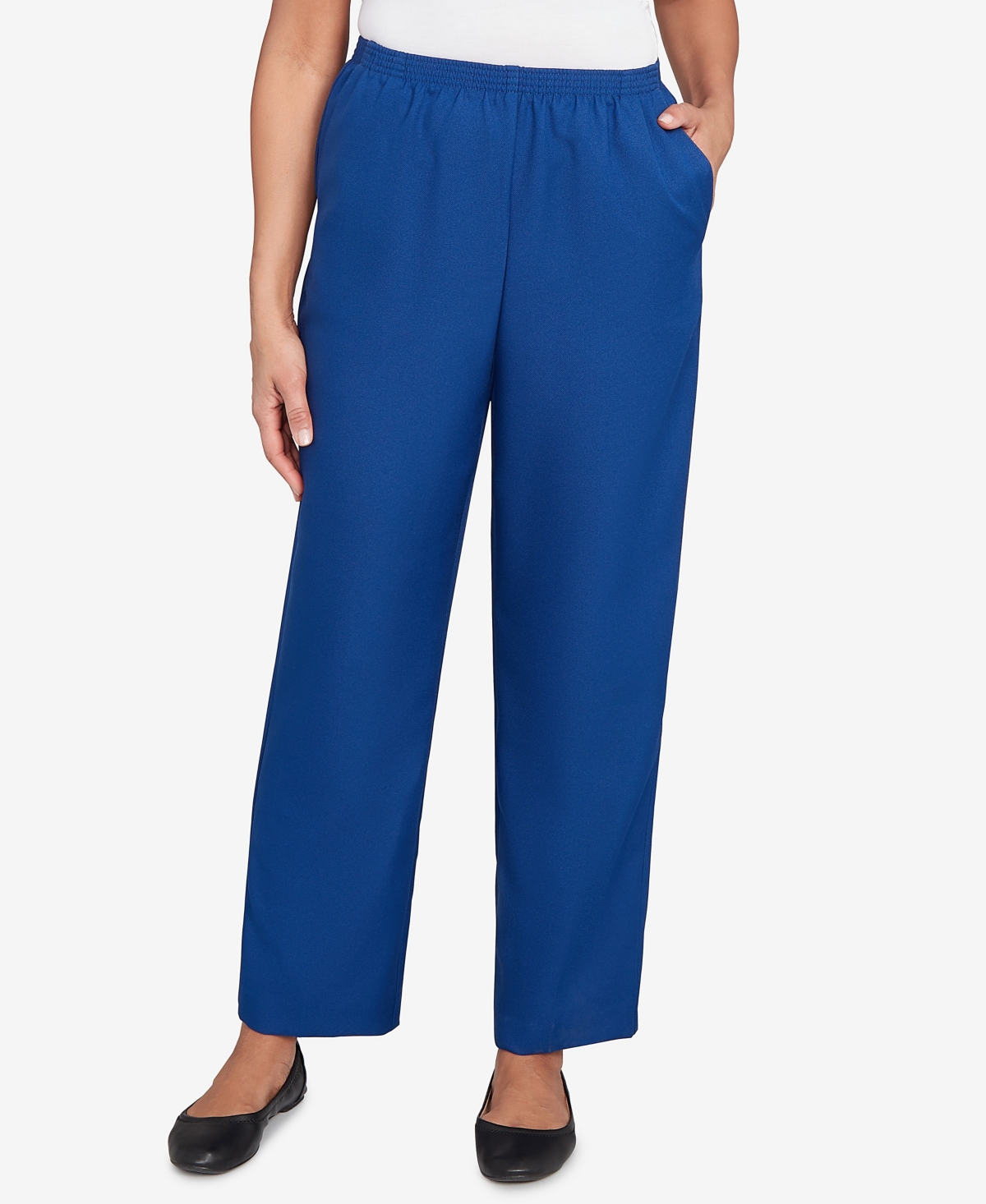 Alfred Dunner Women's Classic Poly Accord Short Length Pants In Blue