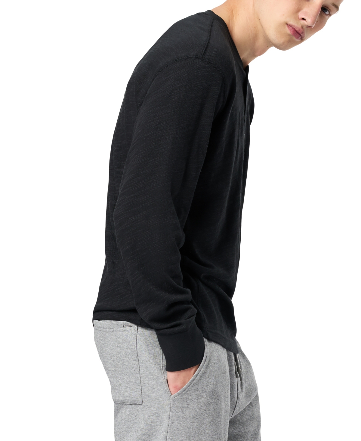 Buffalo David Bitton Mens Knit Cotton Henley Shirt In Black