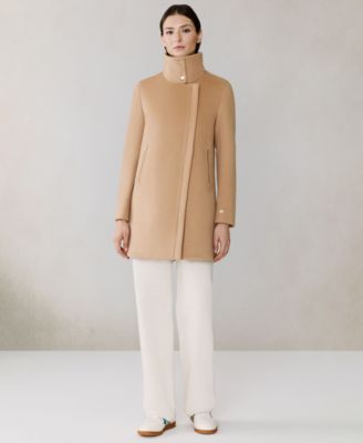 Women's Puffer-Bib Asymmetric Zip-Front Coat