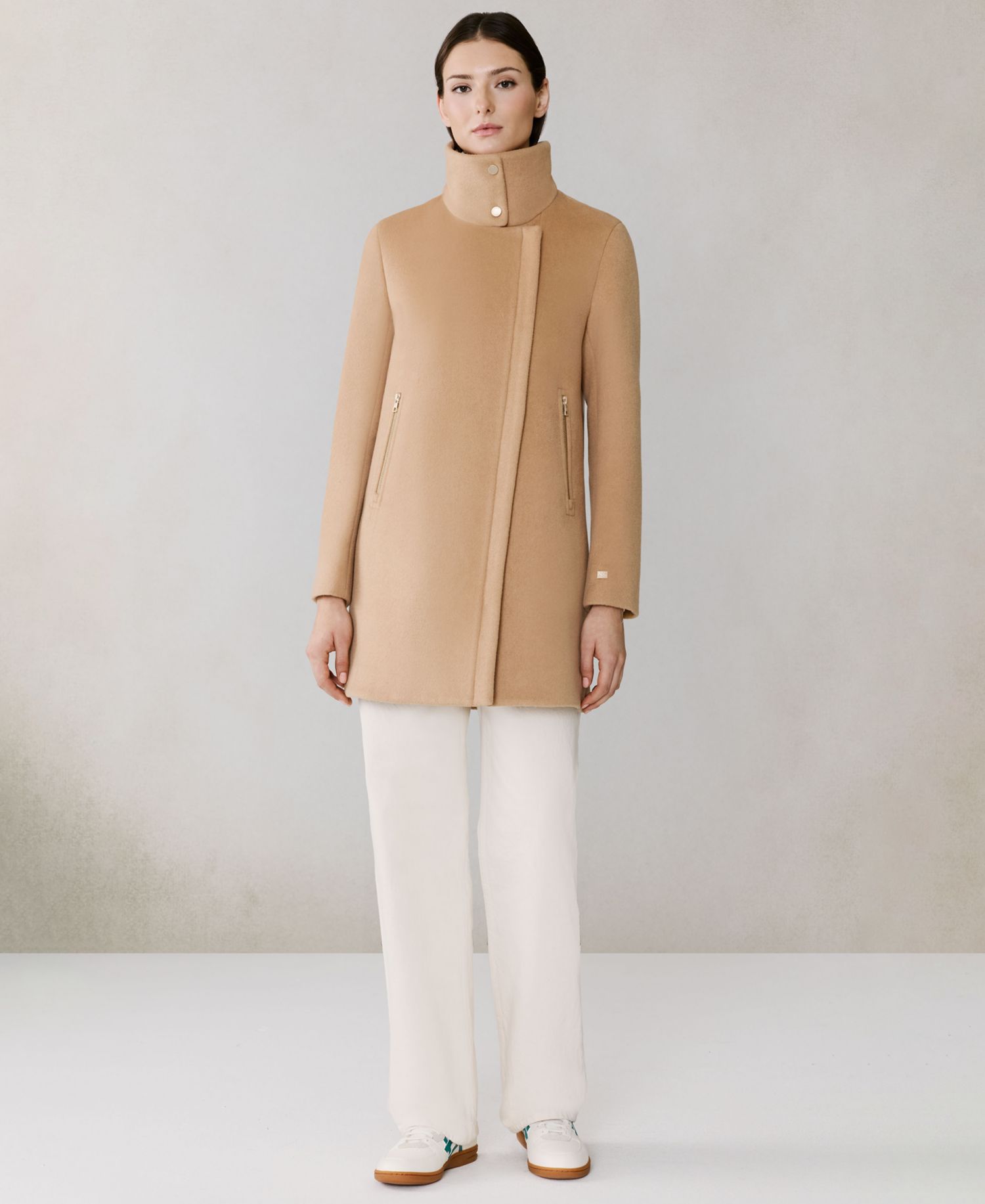 Women's Puffer-Bib Asymmetric Zip-Front Coat