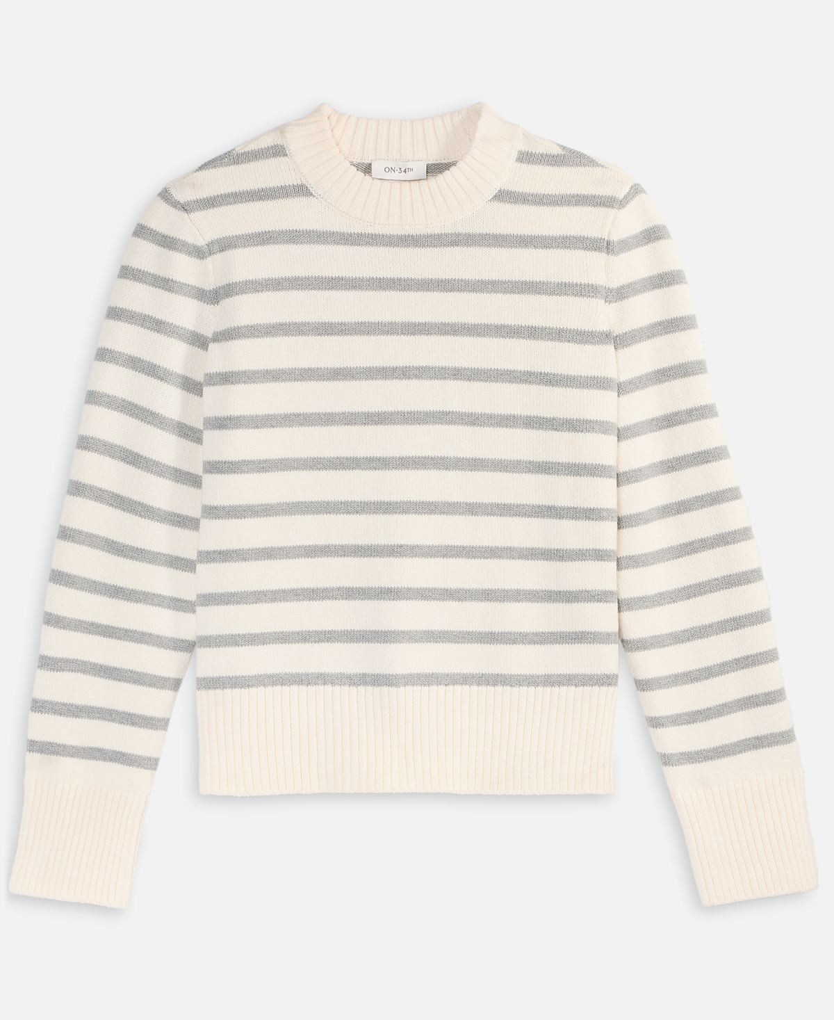 On 34th Women's Striped High-Neck Sweater, Macy's Exclusive