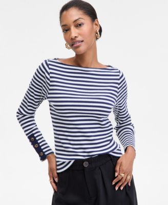 Women's Button-Cuff Boatneck Top, Macy's Exclusive