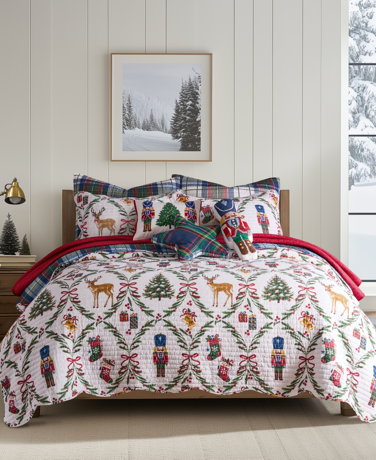 Levtex Festive Nutcrackers Embroidered Decorative Pillow, 6" X 18" In Green
